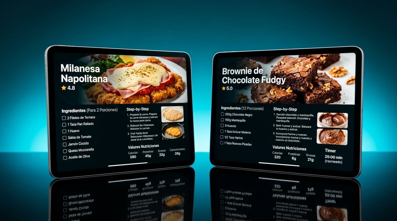 Vista previa en iPad del eBook de recetas