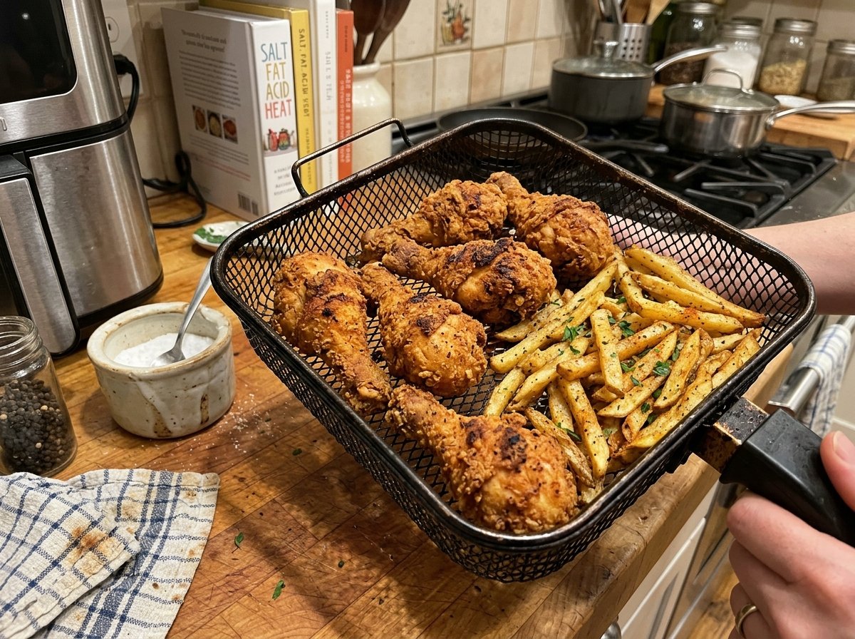 Reseña de pollo y papas en freidora de aire